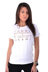 T-shirt TJW METTALIC LOGO TEE WHITE TOMMY JEANS