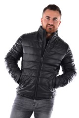 Kurtka STRETCH PU QUILTED ECO- LEATHER JACKE BLACK GUESS