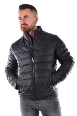 Kurtka STRETCH PU QUILTED ECO- LEATHER JACKE BLACK GUESS