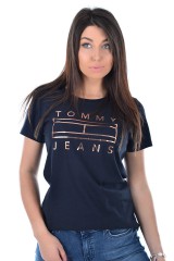 T-shirt TJW METTALIC LOGO TEE BLACK TOMMY JEANS