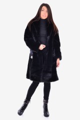 Płaszcz NAVY FAUX FUR COAT BLACK GUESS