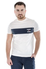 T-shirt CHEST STRIPE LOGO TEE WHITE TOMMY JEANS