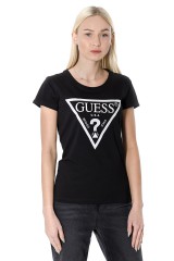 T-shirt LOGO TRIANGLE THE FRONT BLACK GUESS