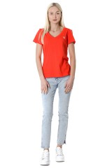 T-shirt CLASSIC MONOGRAM V-NECK RED CALVIN KLEIN JEANS