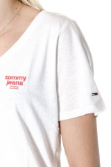T-shirt TJW LOGO V-NECK TEE WHITE TOMMY JEANS