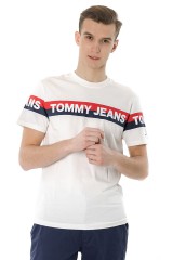 T-shirt DOUBLE STRIPE LOGO TEE WHITE TOMMY JEANS