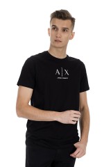 T-shirt z lustrzanym logo AX czarna ARMANI EXCHANGE