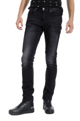 Spodnie jeansowe z przetarciami z czarnego denimu SLIM ARMANI EXCHANGE