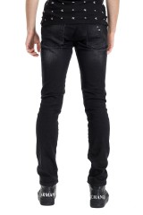 Spodnie jeansowe z przetarciami z czarnego denimu MEDIUM RISE SLIM ARMANI EXCHANGE