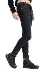 Spodnie jeansowe z logo w pasie z ciemnego denimu CALVIN KLEIN JEANS