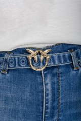 Spodnie jeansowe z wyższym stanem oraz paskiem SUSAN 12 SKINNY PINKO