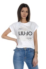 T-shirt z logo biały LIU JO