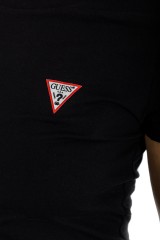 T-shirt z małym logo na piersi czarny GUESS