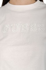 T-shirt z logo beżowy GUESS