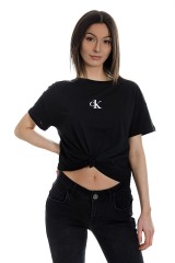 T-shirt wiązany czarny CROPPED TOP CALVIN KLEIN