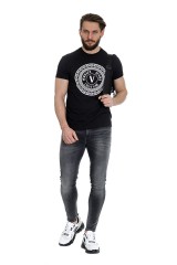 T-shirt czarny SLIM ROUND VERSACE JEANS COUTURE