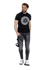 T-shirt czarny SLIM ROUND VERSACE JEANS COUTURE