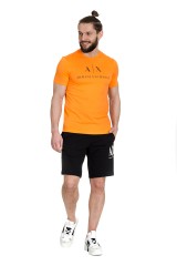 T-shirt z logo pomarańczowy ARMANI EXCHANGE
