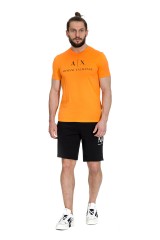 T-shirt z logo pomarańczowy ARMANI EXCHANGE