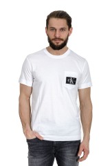 T-shirt z kieszonką biały MONOGRAM BADGE CALVIN KLEIN JEANS