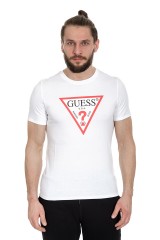 T-shirt z klasycznym logo biały GUESS
