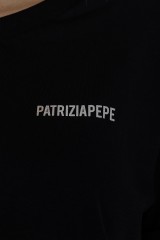 T-shirt z wiązaniem czarny PATRIZIA PEPE