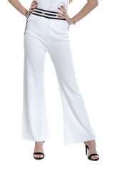 Spodnie materiałowe z ozdobnymi guzikami białe SILVIAN HEACH