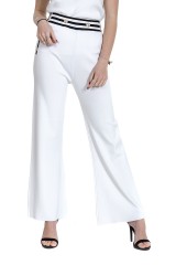 Spodnie materiałowe z ozdobnymi guzikami białe SILVIAN HEACH