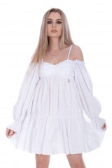 Sukienka z odkrytymi ramionami biała PATRIZIA PEPE