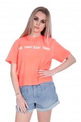 T-shirt pomarańczowy BOXY CROP TAPE TOMMY JEANS