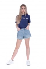 T-shirt granatowy BOXY CROP TAPE TOMMY JEANS