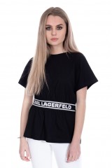 T-shirt czarny LOGO TAPE KARL LAGERFELD