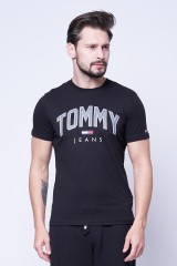 T-shirt czarny SHADOW PRINT TOMMY JEANS