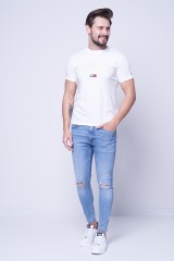 T-shirt biały SHADOW PRINT TOMMY JEANS