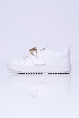 Sneakersy białe ze zlotym logo EMMET STRAP LACE UP MICHAEL KORS