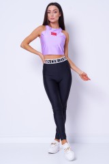 Top fioletowy z logo SHINY LYCRA SUMATRA VERSACE JEANS COUTURE
