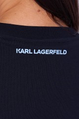 T-shirt czarny z napisem SHOULDER PAD LOGO KARL LAGERFELD