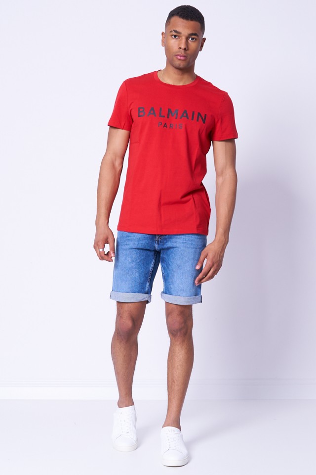 T-shirt z logo czerwony BALMAIN
