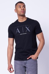 T-shirt czarny z dużym logo ARMANI EXCHANGE