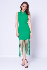 Sukienka z frędzlami zielona PALENCIA ABITO PINKO