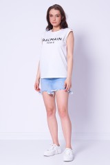 T-shirt z guzikami biały BALMAIN
