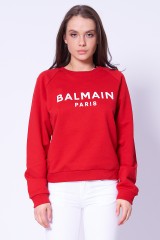 Bluza czerwona z napisem BALMAIN