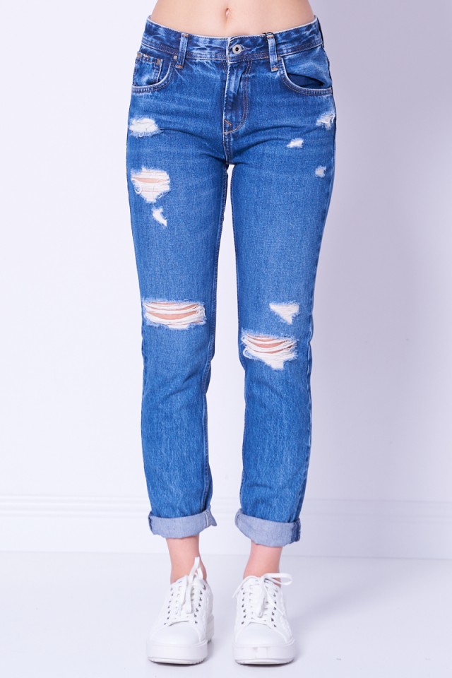 Spodnie jeansowe z przetarciami PEPE JEANS