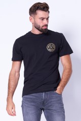 T-shirt czarny ze złotym logo VEMBLEM VERSACE JEANS COUTURE
