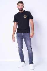 T-shirt czarny ze złotym logo VEMBLEM VERSACE JEANS COUTURE