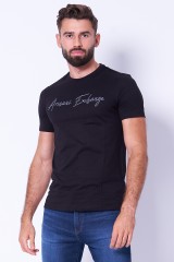 T-shirt czarny z napisem ARMANI EXCHANGE