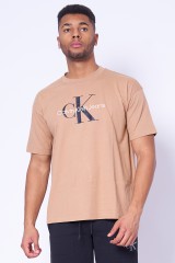 T-shirt brązowy z logo CALVIN KLEIN JEANS