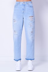 Spodnie jeansowe z przetarciami MADDIE MOM