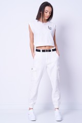 T-shirt biały z ozdobnym logo LIU JO
