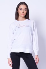 Sweter biały z napisem ARMANI EXCHANGE